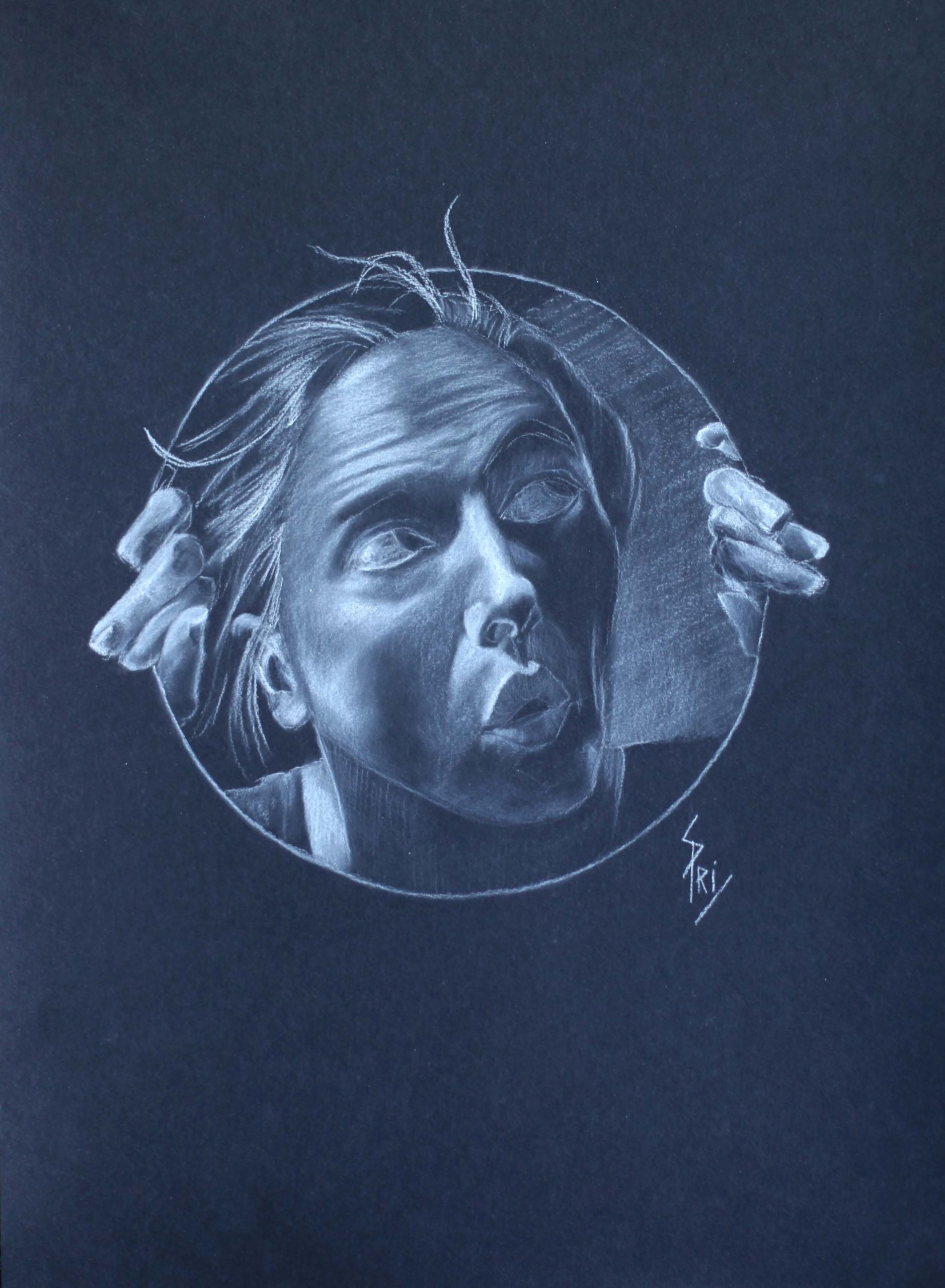 Autoportrait dessiné par Priscilla Seiller-Mandereau, artiste-peintre