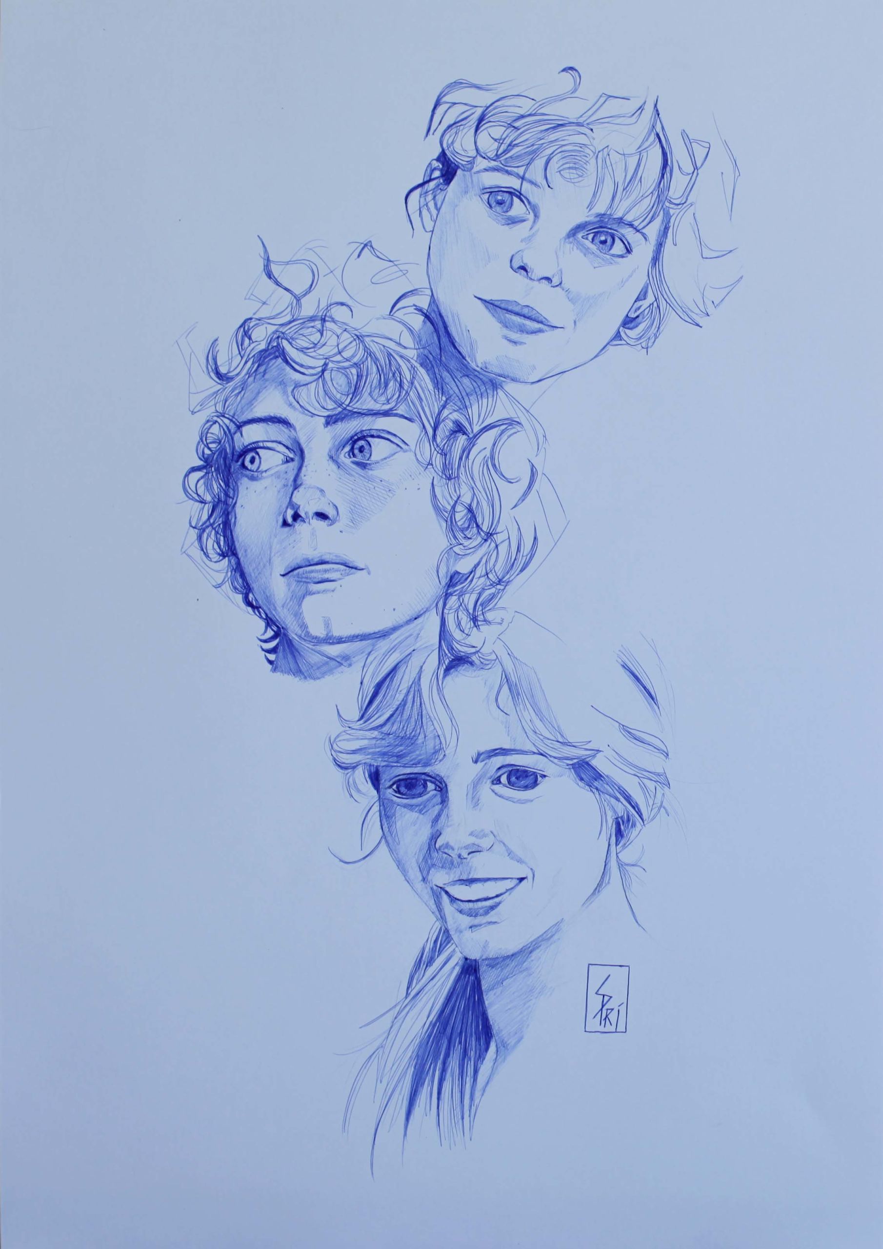 Portraits au stylo dessinés par Priscilla Seiller, S.Pri, artiste-peintre