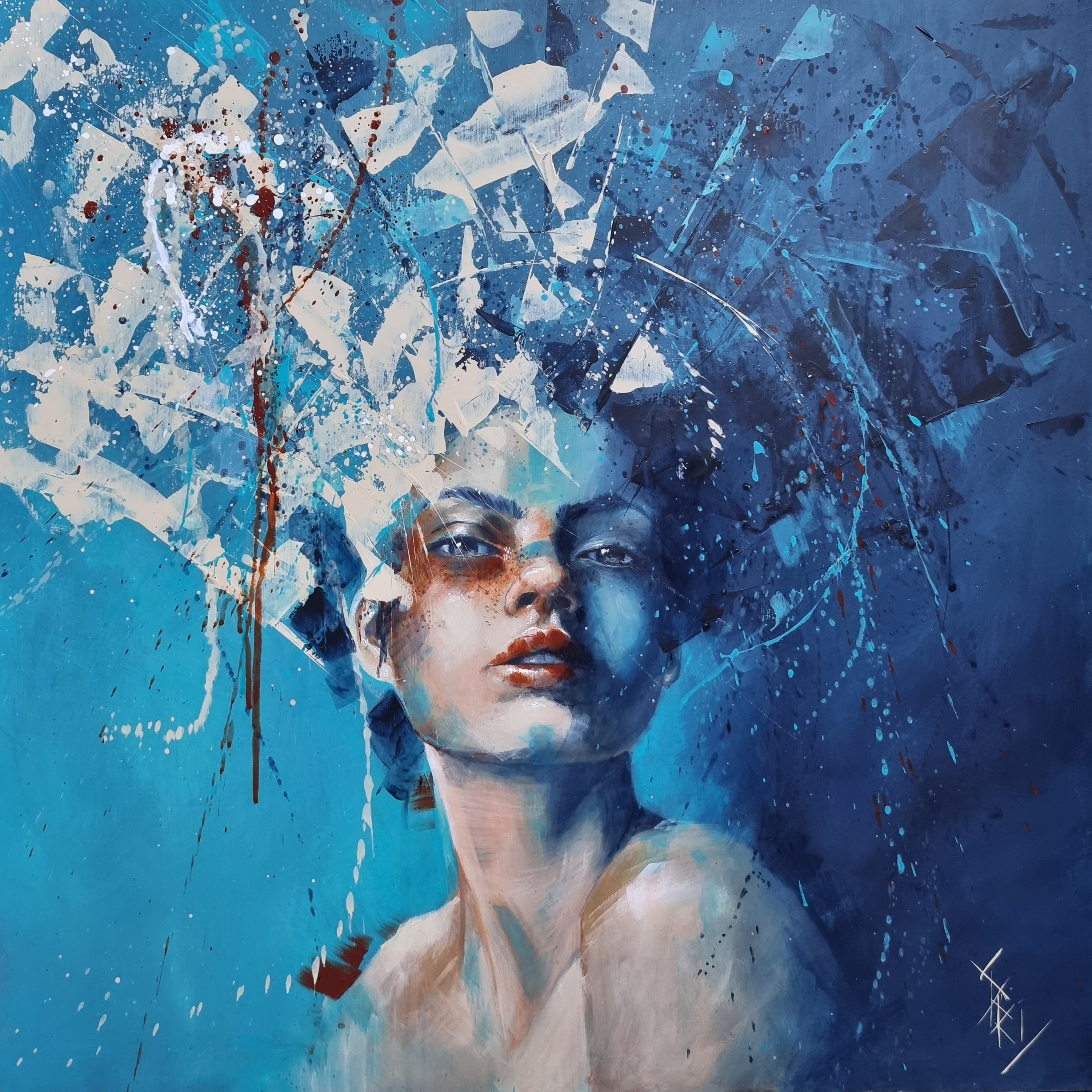 L'Heure bleue, peinture acrylique par Priscilla Seiller