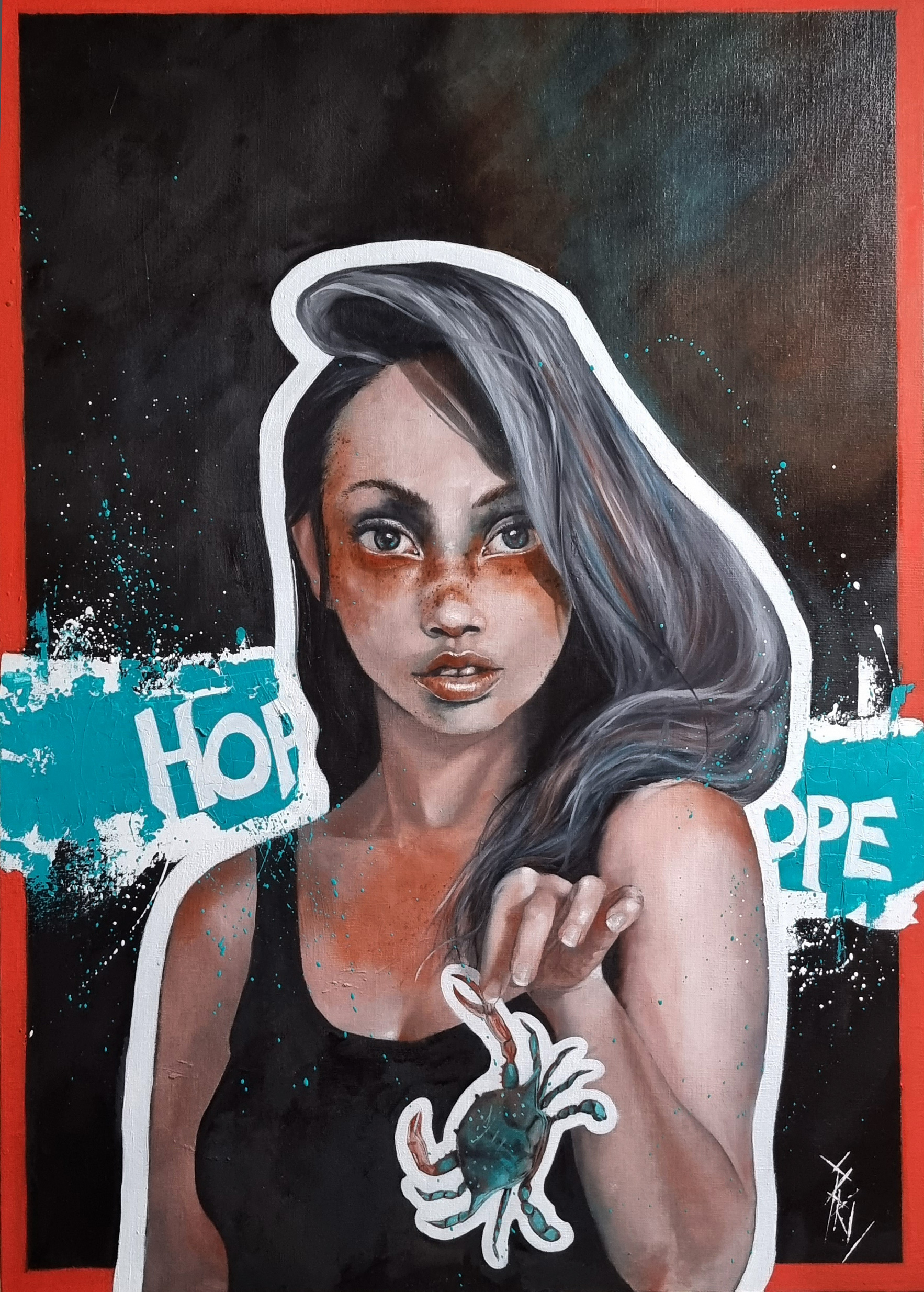 Peinture "Hope" peinte à l'acrylique par Priscilla Seiller, sous son nom d'artiste SPri